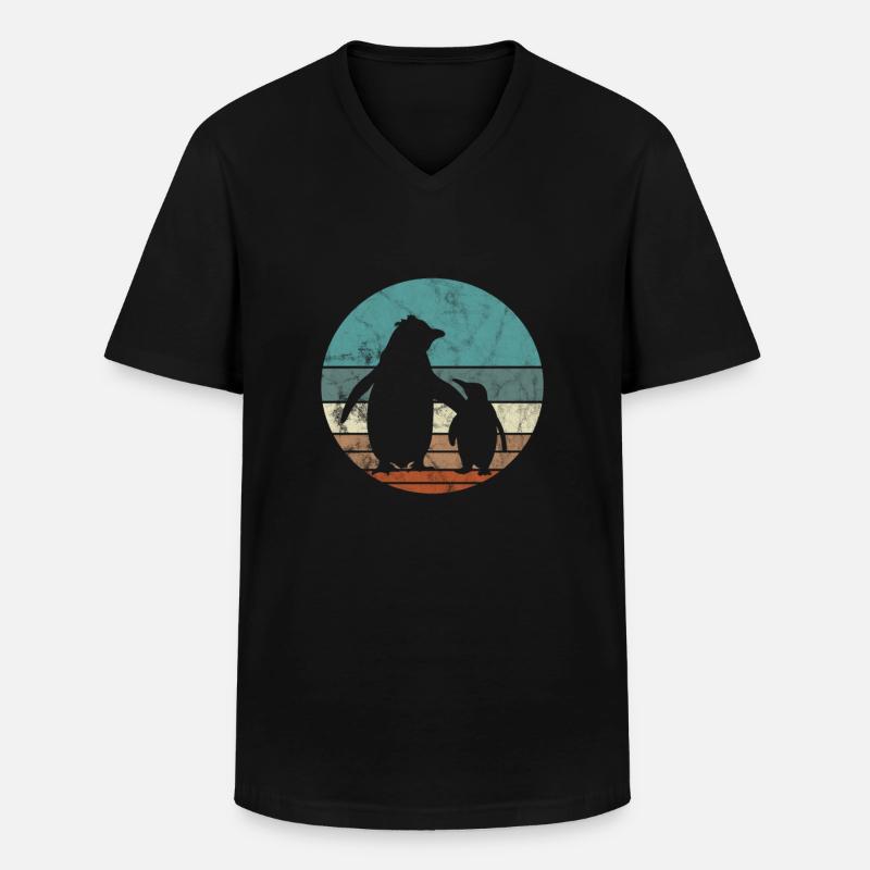 Pinguin - Männer-T-Shirt mit V-Ausschnitt - Schwarz