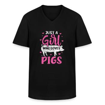 Pig Pig PigLet Sow Pigs Gift - Men's V-Neck T-Shirt - black - Front - AI Model Male 178 dark (178cm)