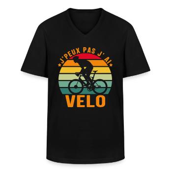 Je Peux Pas J Ai Vélo - T-shirt col V Homme - noir - Devant - AI Model Male 178 dark (178cm)