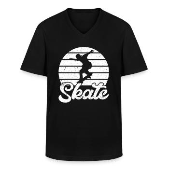 Skate Idée Cadeau Vintage Skater Skateboard - T-shirt col V Homme - noir - Devant - AI Model Male 178 dark (178cm)
