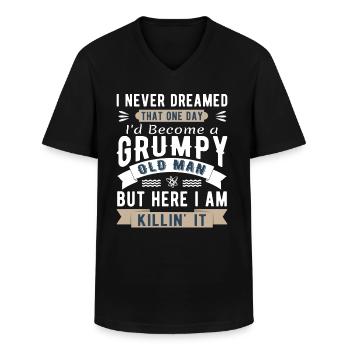 I Never Dreamed I'd Be A Grumpy Old Man - Men's V-Neck T-Shirt - black - Front - AI Model Male 178 dark (178cm)