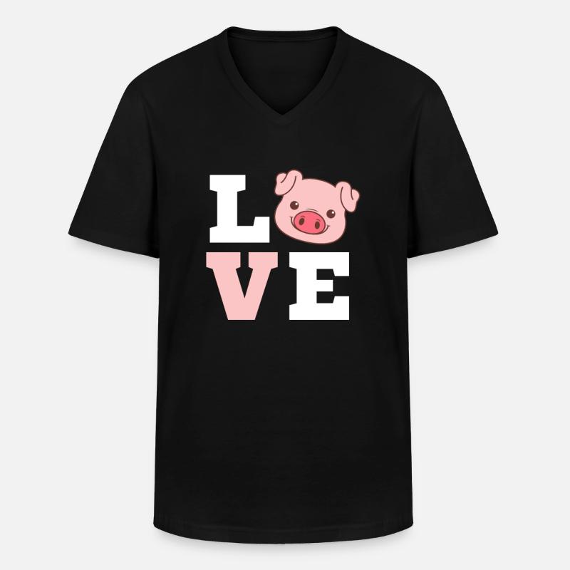 Schwein - Männer-T-Shirt mit V-Ausschnitt - Schwarz
