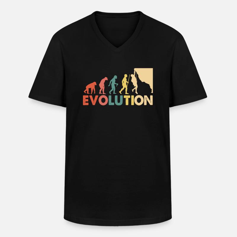 Klettern Evolution Escalade - Männer-T-Shirt mit V-Ausschnitt - Schwarz