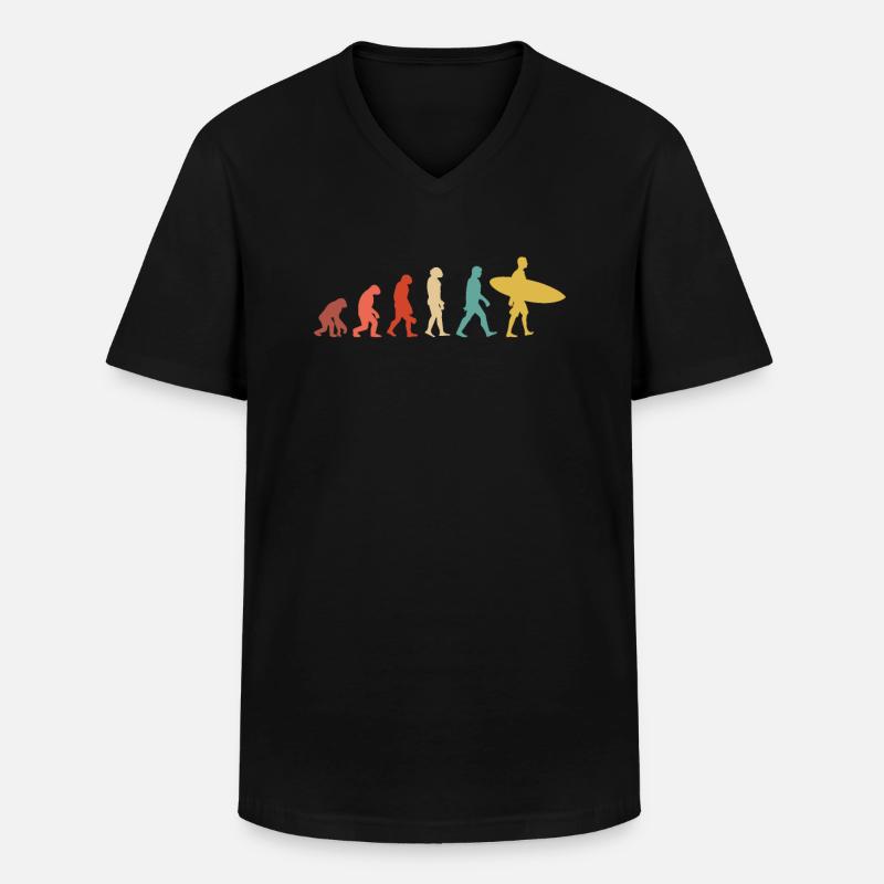 Evolution des Surfens - Männer-T-Shirt mit V-Ausschnitt - Schwarz
