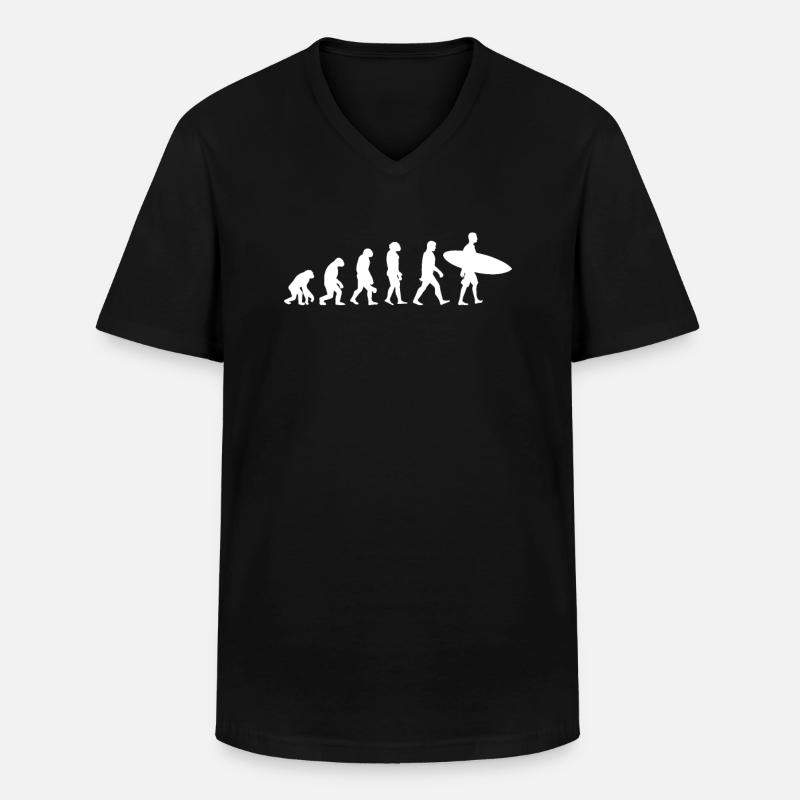 Evolution des Surfens - Männer-T-Shirt mit V-Ausschnitt - Schwarz