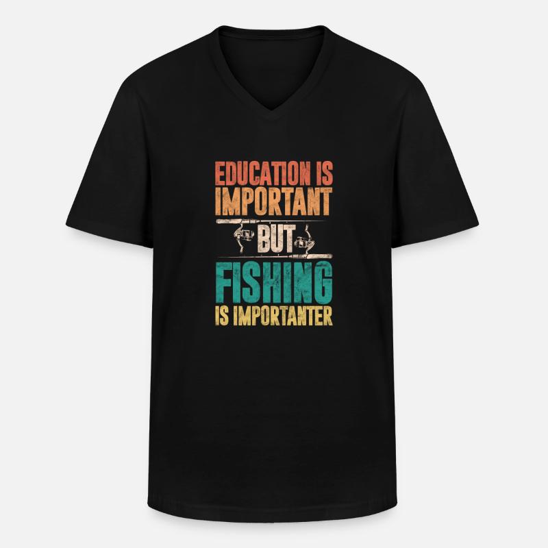 Angler - Männer-T-Shirt mit V-Ausschnitt - Schwarz