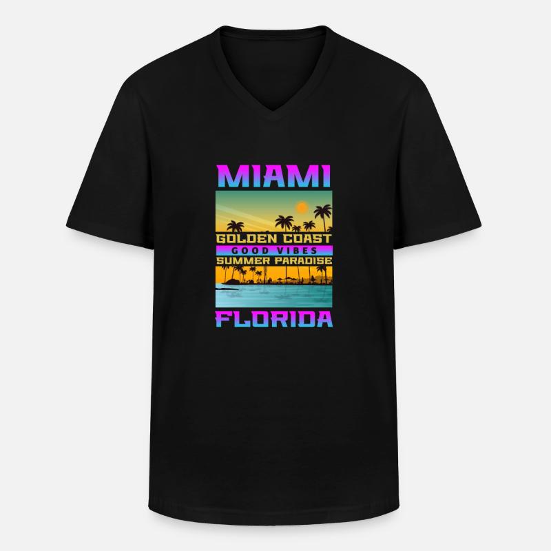 Miami - Männer-T-Shirt mit V-Ausschnitt - Schwarz