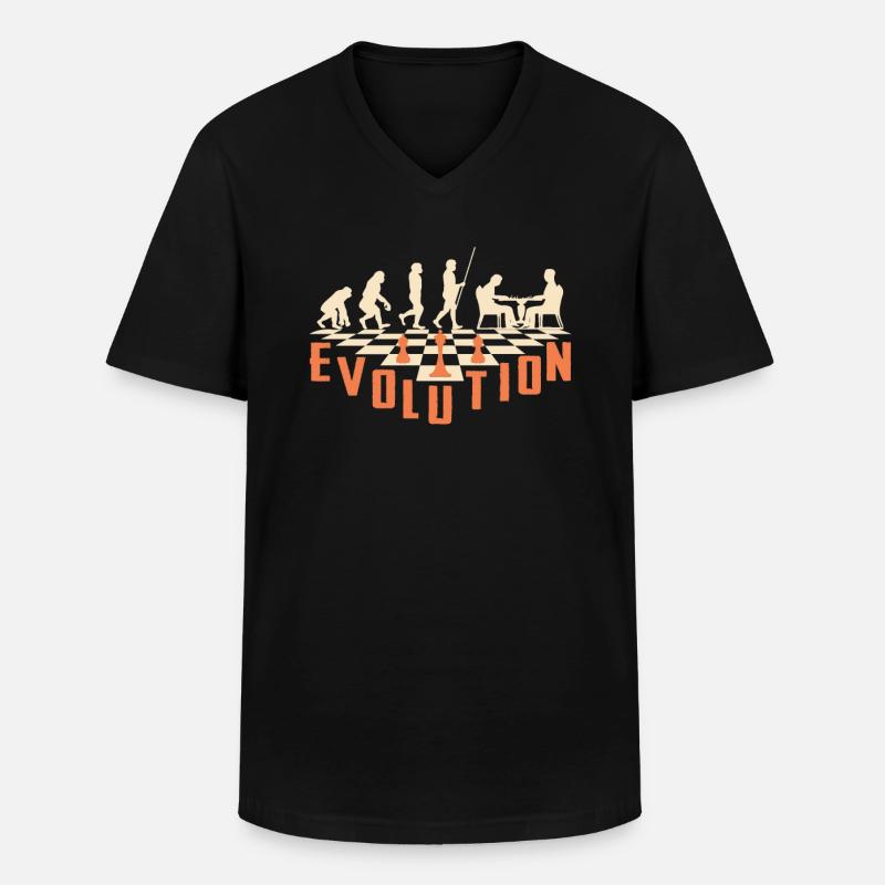 L'évolution Des Échecs - T-shirt col V Homme - noir