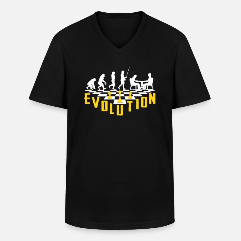 Die Evolution des Schachs - Männer-T-Shirt mit V-Ausschnitt - Schwarz