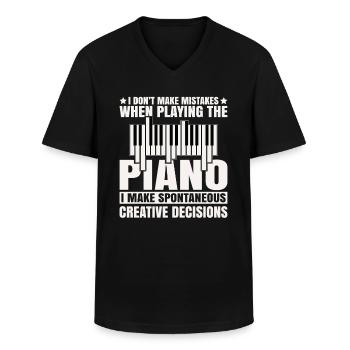 Musique Piano Instrument De Musique Idée Cadeau Dj - T-shirt col V Homme - noir - Devant - AI Model Male 178 dark (178cm)