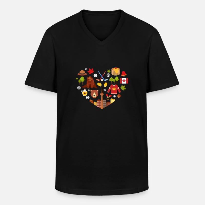 Kanada - Männer-T-Shirt mit V-Ausschnitt - Schwarz