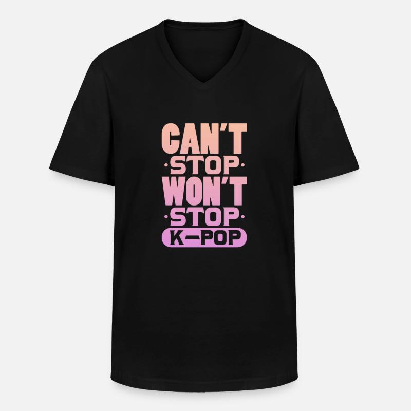K-Pop - Männer-T-Shirt mit V-Ausschnitt - Schwarz