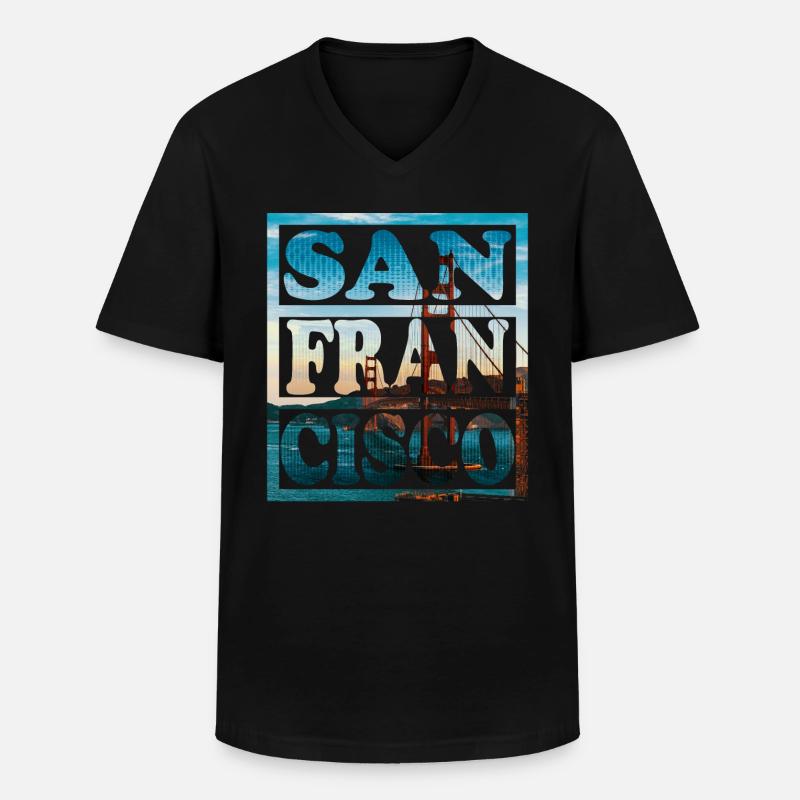 San Francisco - Männer-T-Shirt mit V-Ausschnitt - Schwarz