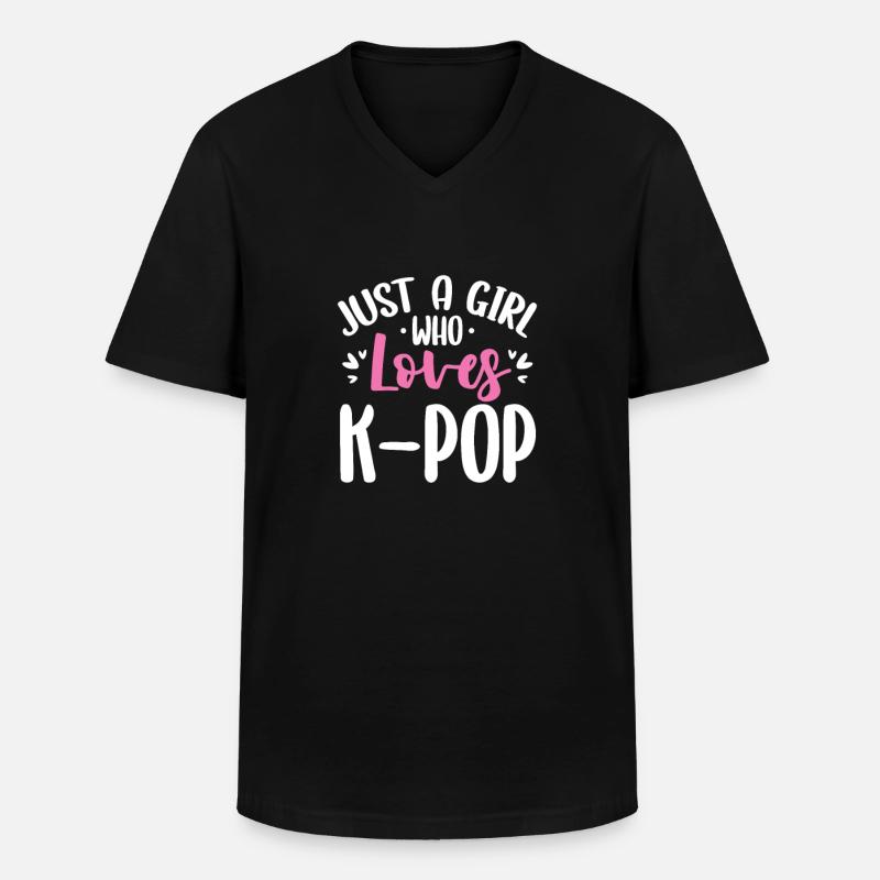 K-Pop - Männer-T-Shirt mit V-Ausschnitt - Schwarz
