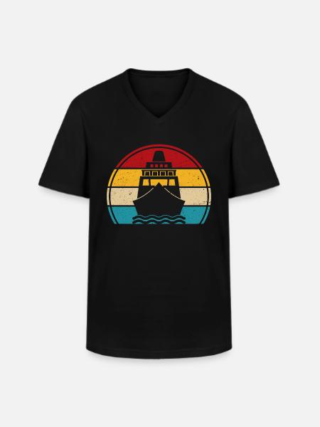 Croisière rétro bateau guide cruiser - T-shirt col V Homme - noir