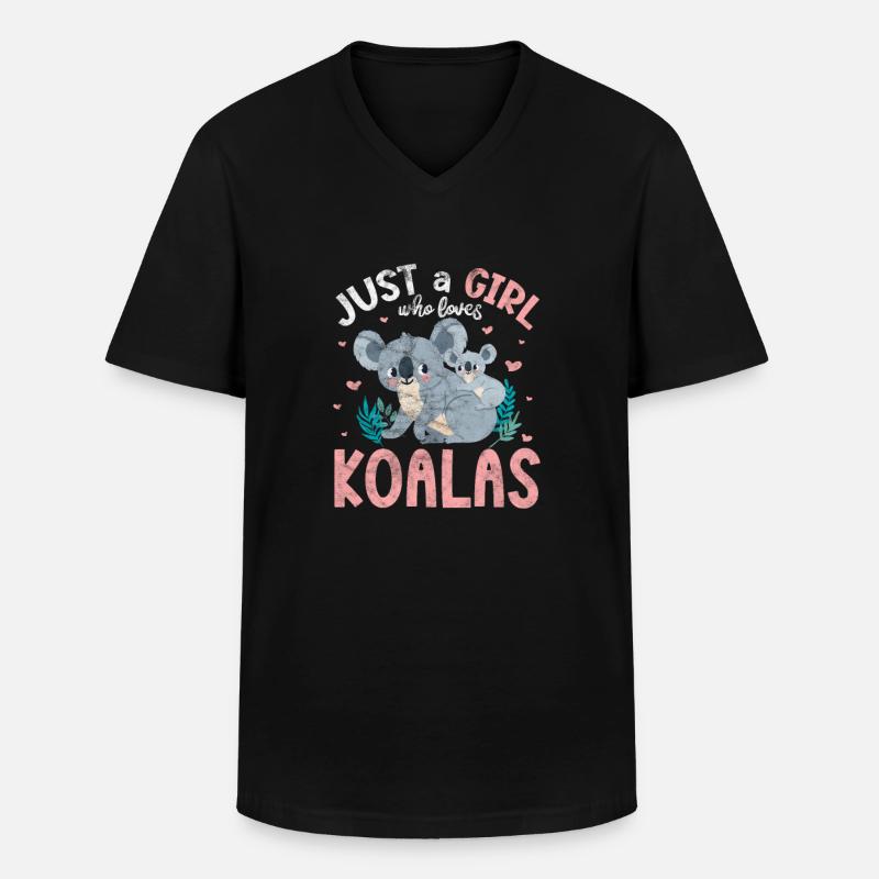 Koala Mädchen - Männer-T-Shirt mit V-Ausschnitt - Schwarz