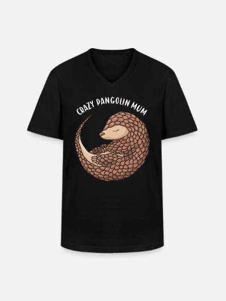 Crazy Pangolin Mum Pangolin - Men's V-Neck T-Shirt - black