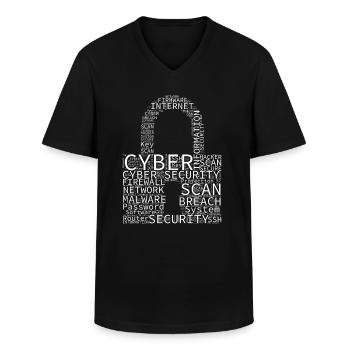 Cyber Security Wordcloud Padlock - Men's V-Neck T-Shirt - black - Front - AI Model Male 178 dark (178cm)