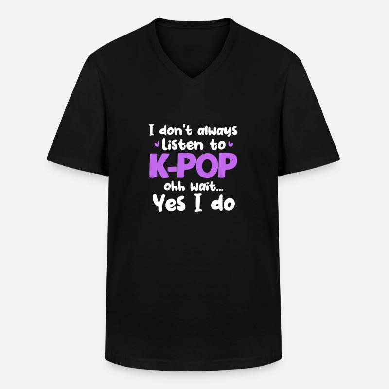 K-Pop - Männer-T-Shirt mit V-Ausschnitt - Schwarz