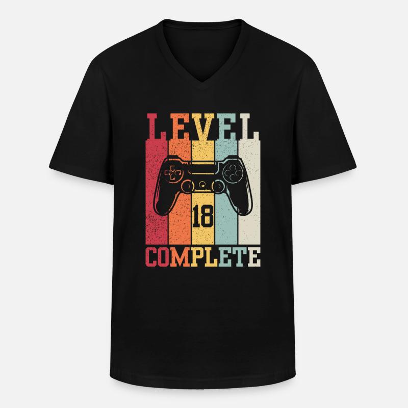 Level 18 abgeschlossen - Männer-T-Shirt mit V-Ausschnitt - Schwarz