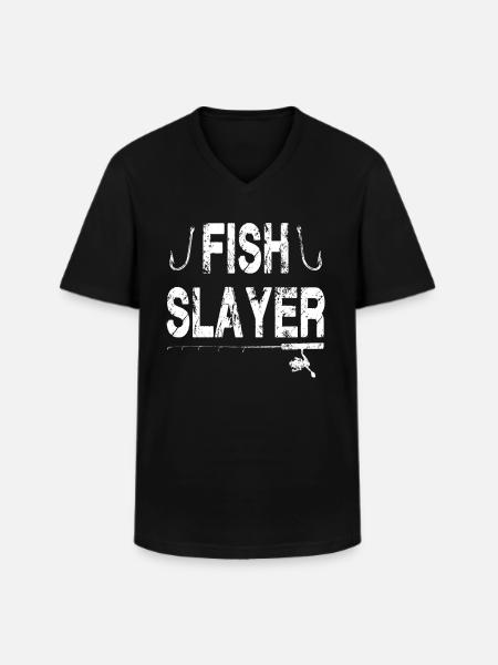 Fish Slayer - Men's V-Neck T-Shirt - black