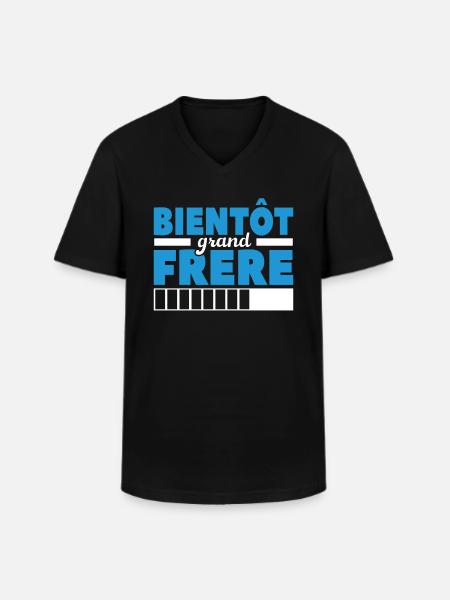Bientôt Grand-frère - T-shirt col V Homme - noir