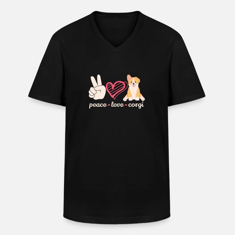 Corgi - Männer-T-Shirt mit V-Ausschnitt - Schwarz