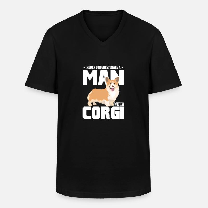 Corgi - Männer-T-Shirt mit V-Ausschnitt - Schwarz