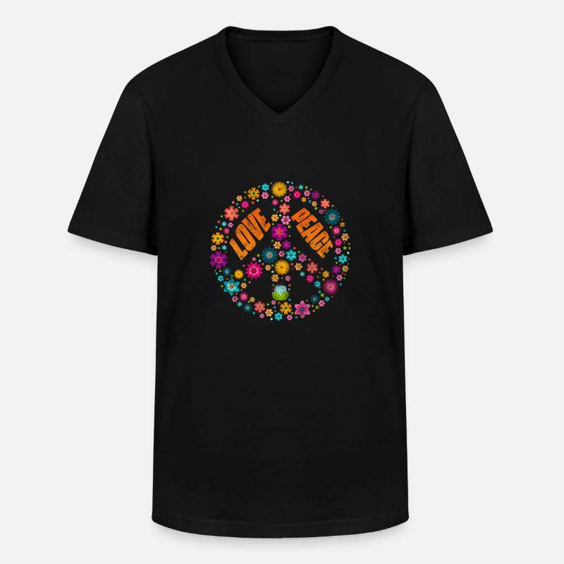 Hippie - Männer-T-Shirt mit V-Ausschnitt - Schwarz