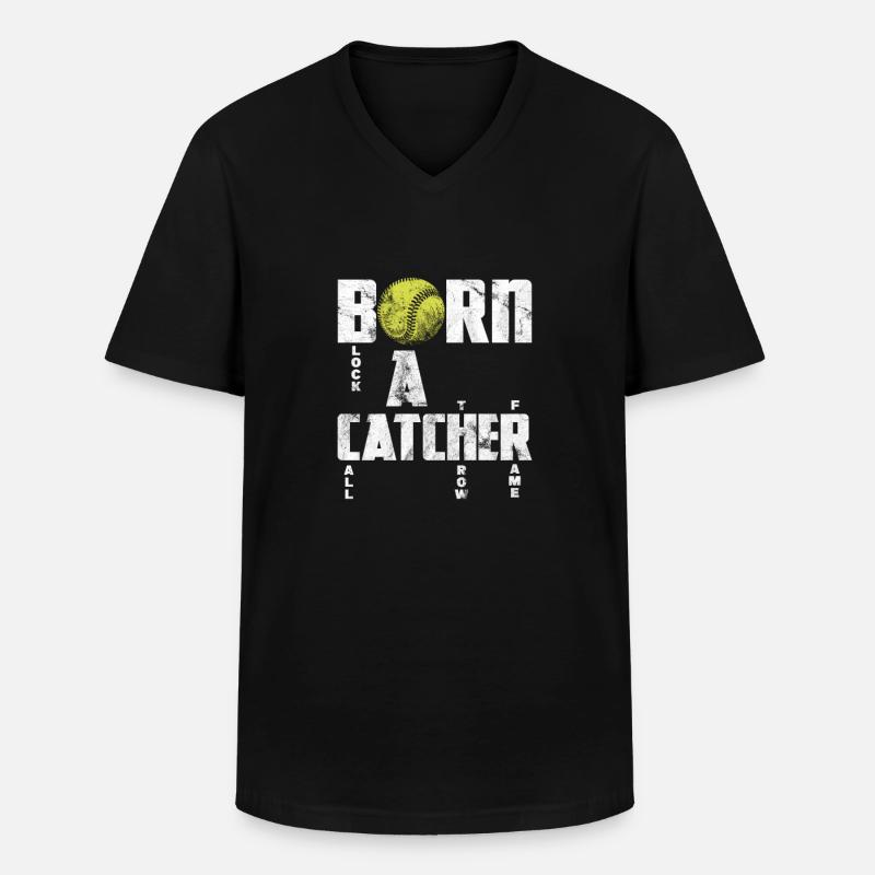 Softball - Männer-T-Shirt mit V-Ausschnitt - Schwarz