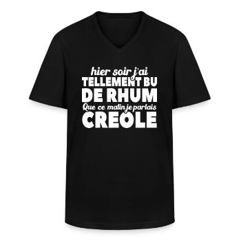 Hier Soir J'ai Tellement Bu De Rhum - T-shirt col V Homme - noir - Devant - AI Model Male 178 dark (178cm)