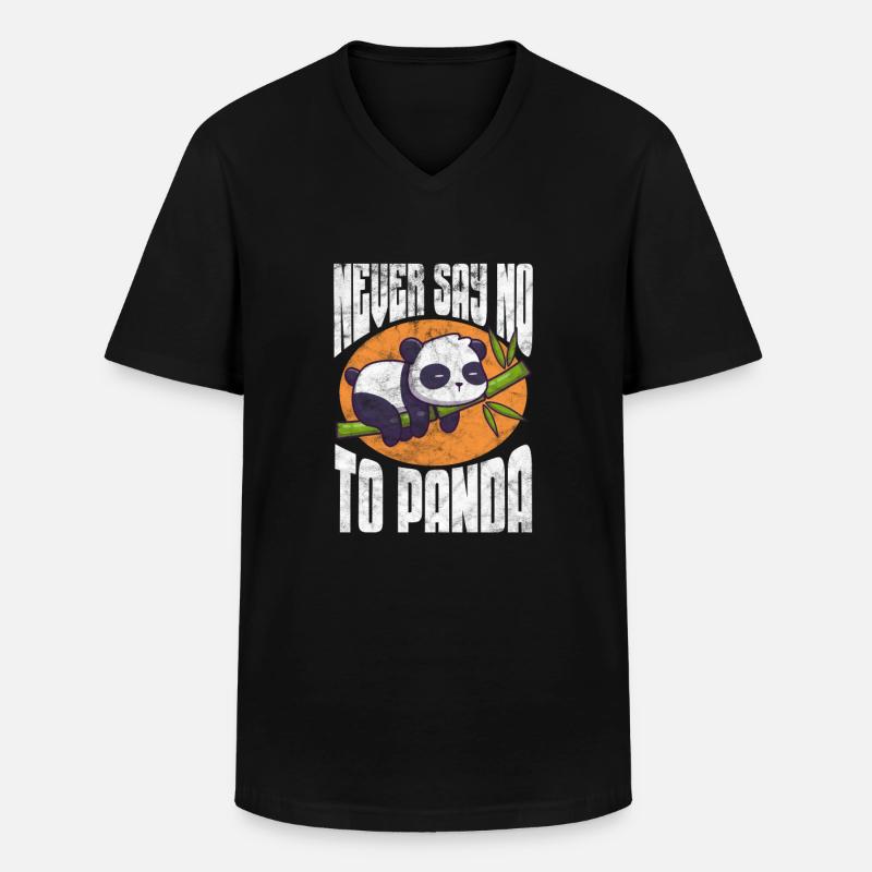 Panda - Männer-T-Shirt mit V-Ausschnitt - Schwarz