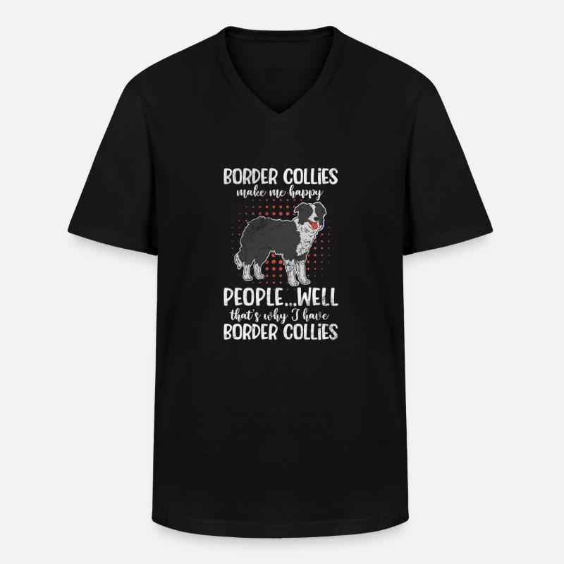 Border Collie - Männer-T-Shirt mit V-Ausschnitt - Schwarz