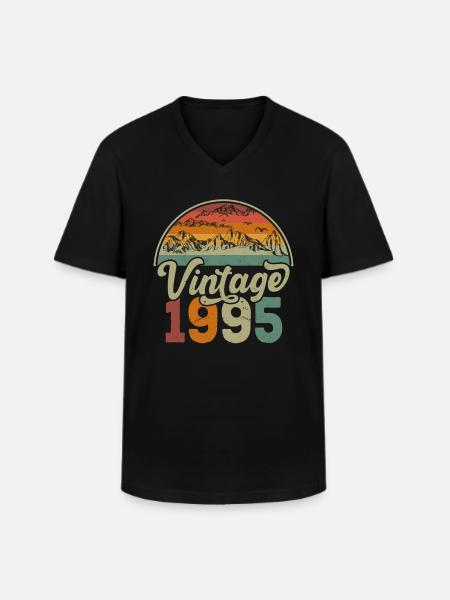 Jahrgang 1995 - Männer-T-Shirt mit V-Ausschnitt - Schwarz