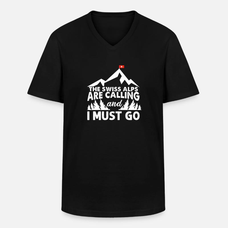 Schweiz - Männer-T-Shirt mit V-Ausschnitt - Schwarz