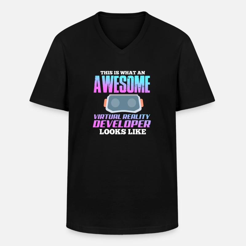 VR Virtual Reality - Männer-T-Shirt mit V-Ausschnitt - Schwarz
