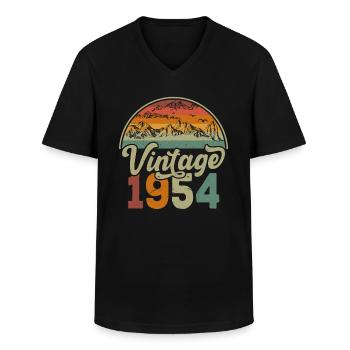 Vintage 1954 - Men's V-Neck T-Shirt - black - Front - AI Model Male 178 dark (178cm)