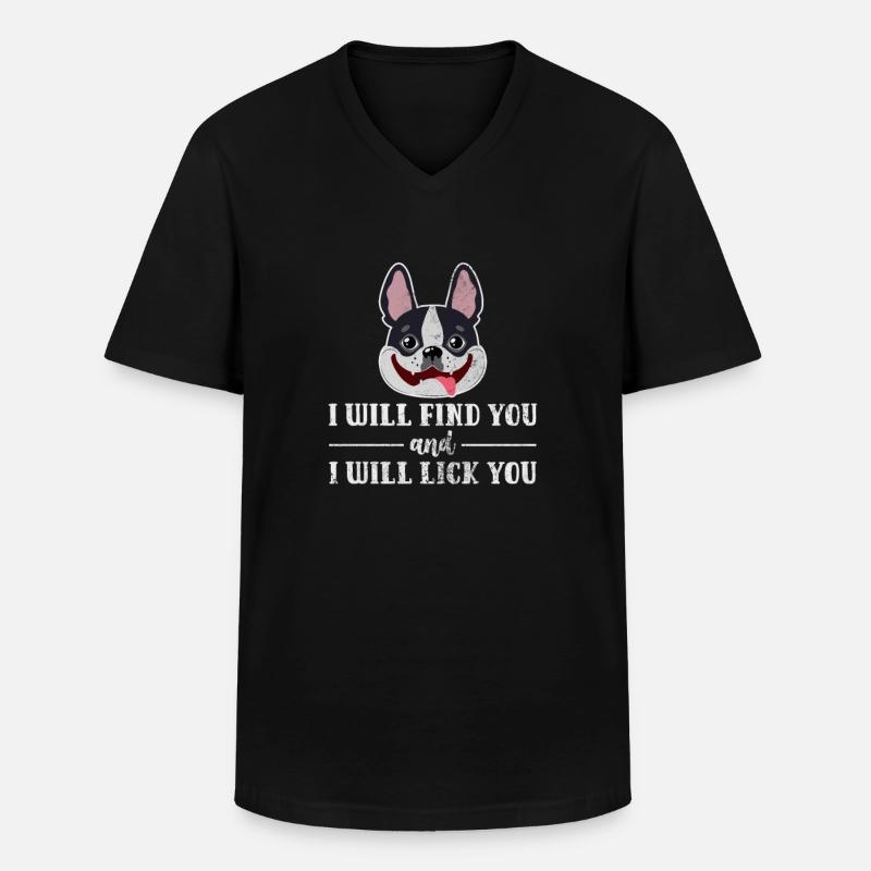 Boston Terrier - Männer-T-Shirt mit V-Ausschnitt - Schwarz