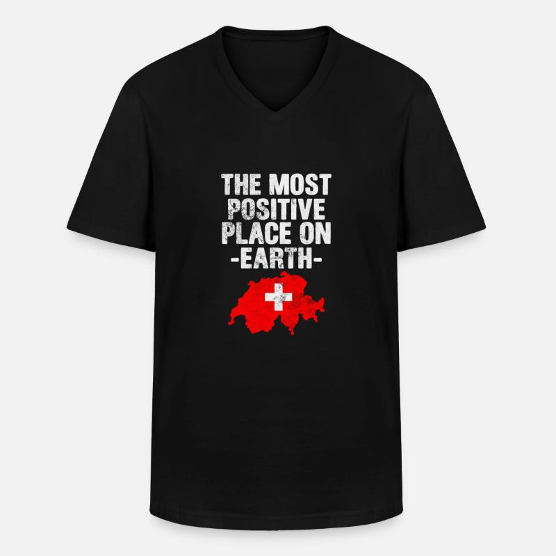 Schweiz Schweizer Swiss Alpen Geschenk - Männer-T-Shirt mit V-Ausschnitt - Schwarz