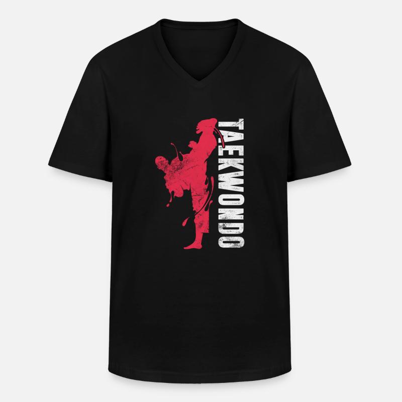 Taekwondo - Männer-T-Shirt mit V-Ausschnitt - Schwarz