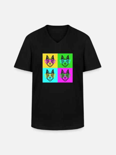 Boston Terrier - Männer-T-Shirt mit V-Ausschnitt - Schwarz