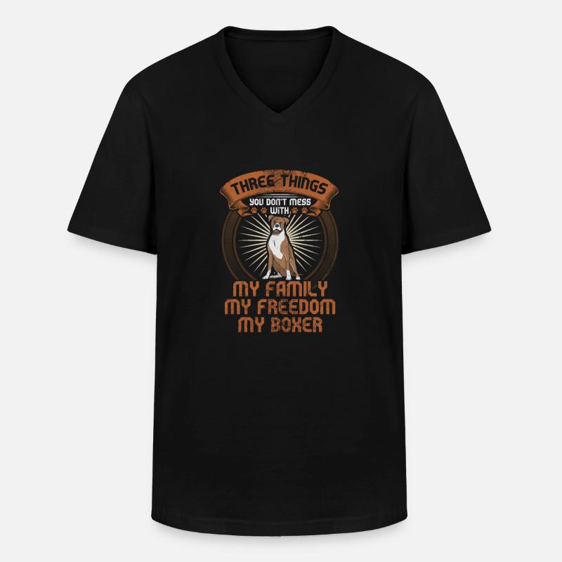 Boxer Hund - Männer-T-Shirt mit V-Ausschnitt - Schwarz