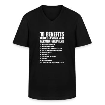 Berger allemand - T-shirt col V Homme - noir - Devant - AI Model Male 178 dark (178cm)