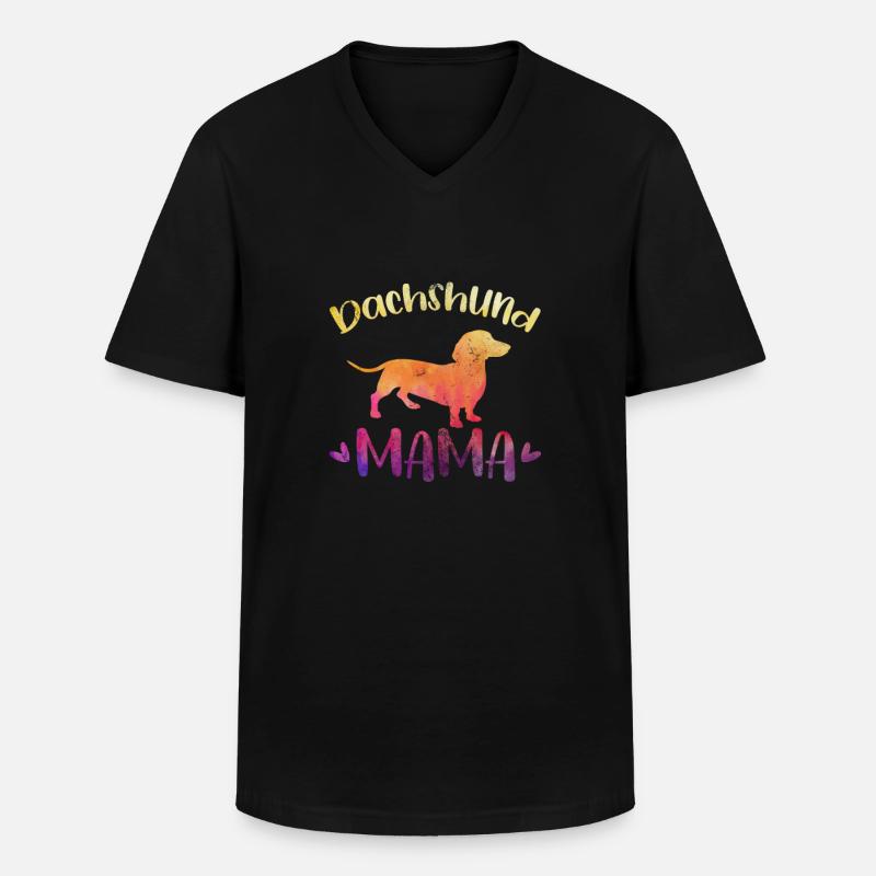 Dackel Mama - Männer-T-Shirt mit V-Ausschnitt - Schwarz