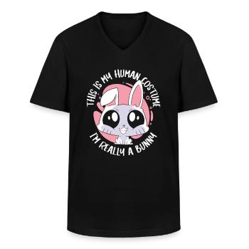 Lapin lapin animal de compagnie lapin - T-shirt col V Homme - noir - Devant - AI Model Male 178 dark (178cm)