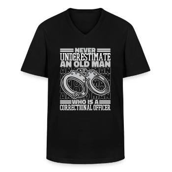 Justizvollzugsbeamter Wärter Vollzugsbeamter - Männer-T-Shirt mit V-Ausschnitt - Schwarz - Vorne - AI Model Male 178 dark (178cm)