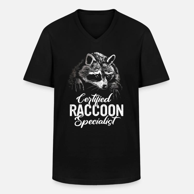 Waschbär - Männer-T-Shirt mit V-Ausschnitt - Schwarz