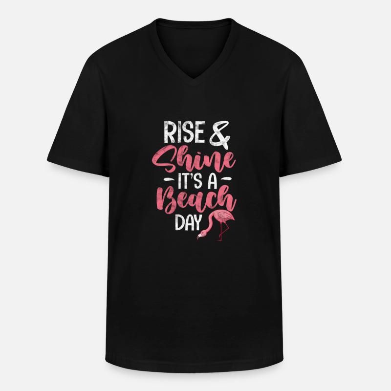 Flamingo - Männer-T-Shirt mit V-Ausschnitt - Schwarz
