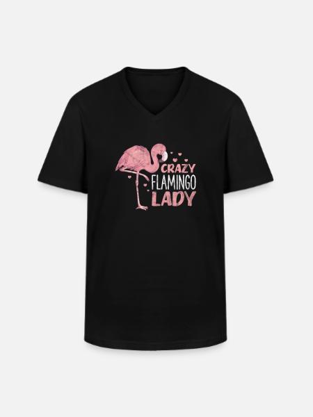 Flamingo Lady - Men's V-Neck T-Shirt - black