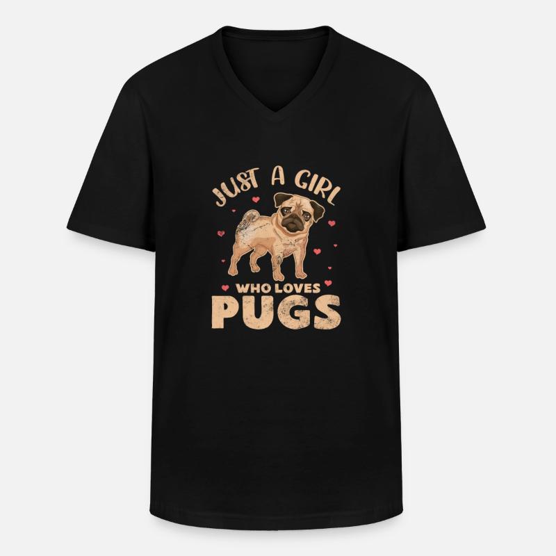 Mops - Männer-T-Shirt mit V-Ausschnitt - Schwarz